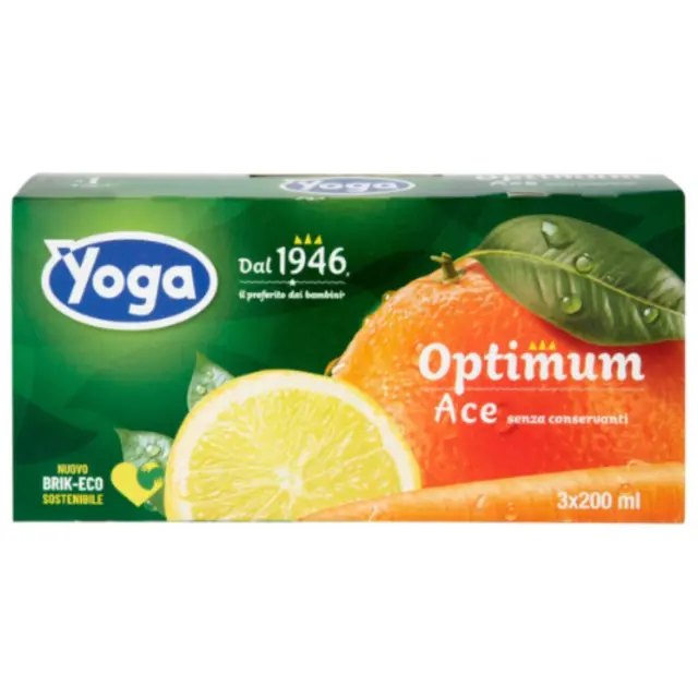 8 Confezioni Succo Di Frutta Yoga Optimum Ace 3 X 200 Ml Brik