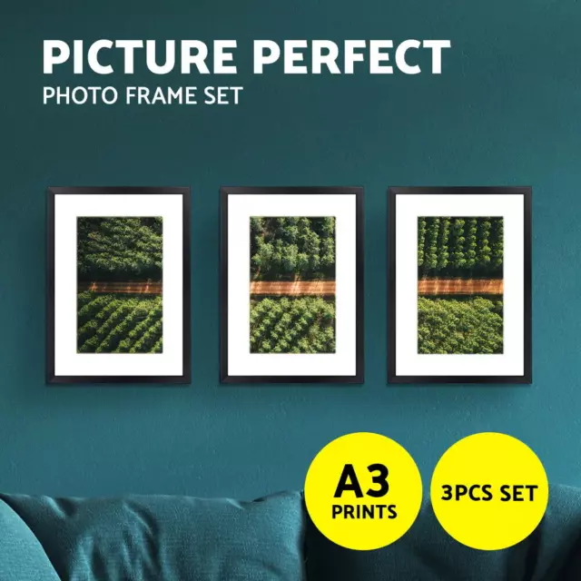 Artiss Photo Frames Black A3 Picture Painting Holder Set Home Decor 3PCS 12x17in