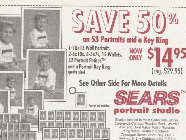 Sears Portrait Studio Save 50% Coupon on 53 portraits Magazine Insert Pls Read