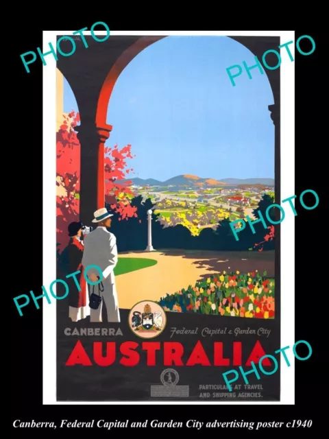 POSTCARD SIZE AUSTRALIAN ADVERTISING POSTER CANBERRA THE FEDERAL CAPITAL c1940