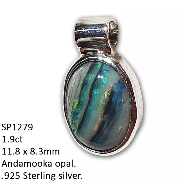 Opal Pendant 1.9 TCW Locket Gemstone Necklace Sterling Silver Australia SP1279