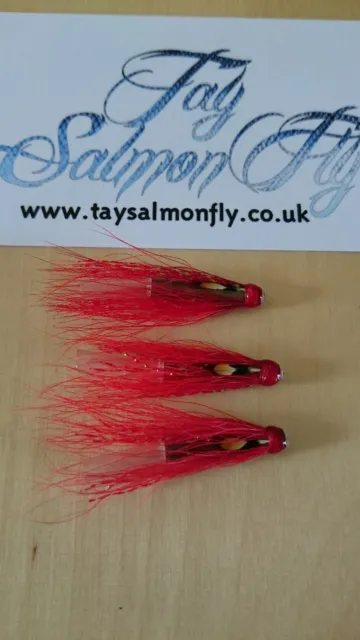 3x Red Devil 1.25" Copper Tube Salmon Fishing Flies