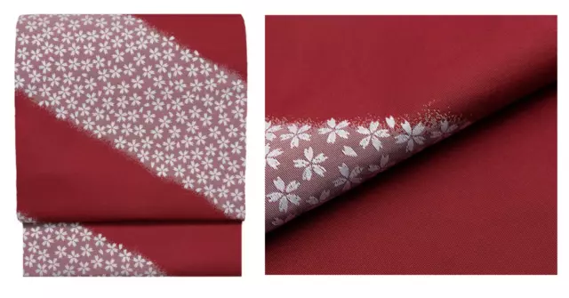 Japanese Traditional Women's Kimono Nagoya OBI Belt Made in Japan Red Sakura