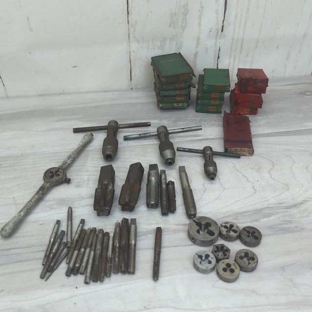 Vintage Lot Tap and Die Set  Vermont,GTD Greenfield & Threadwell Machinist Tools