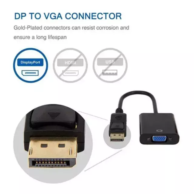 DisplayPort zu VGA Adapter DP Stecker auf VGA Buchse Konverter Beamer PC J8V4