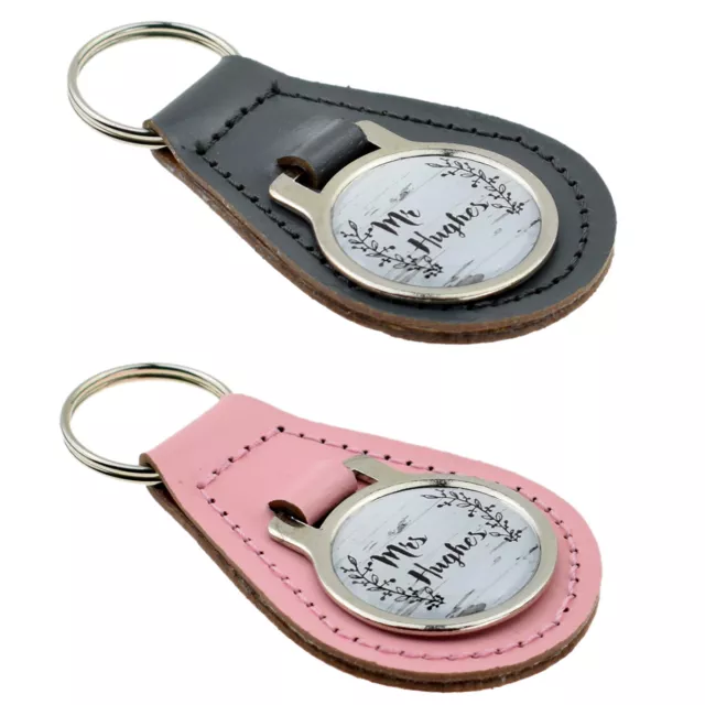 Personalised Beautiful Simple Script Design Mr & Mrs Keyring Set - XKFR074