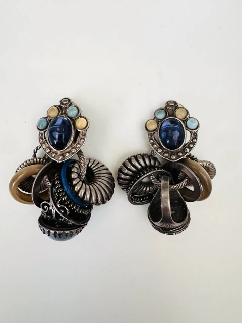 Boucles D'oreilles Gas St Tropez XL à Clips Vintage - 38x38mm, Vert, Alliage