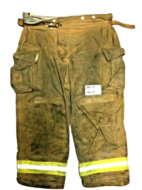 46x30 Securitex Brown Firefighter Turn Out Pants w/ Yellow Tape No Liner PNL-31