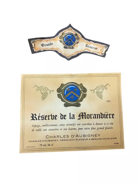 Ancienne Étiquette Bouteille De Vin Réservé De La Morandiere 1969