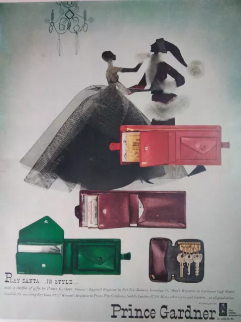 Prince Gardner Leather Print Ad Original Vtg 1950 Wallet Purse Keys Ritz Cracker