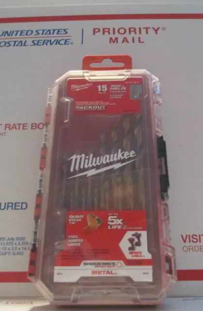 Milwaukee Tool 48-89-4670 15 Pc. Shockwave Impact Duty Red Helix Titanium Drill