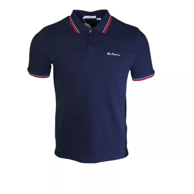 Classic Ben Sherman Mens Polo Shirt Short Sleeve Outdoor Collared casual Blue