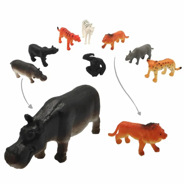 8 Plastic Jungle Zoo Figure Wild Animals Childrens Christmas Toy Party Stocking