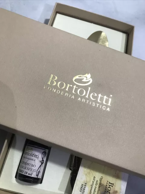 Bortoletti Fonderia Artistica Gold Plated Feather Quill Writing Set 100%Italian 2