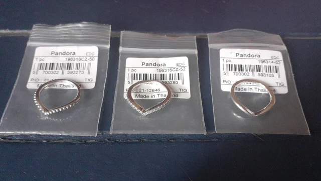 3 PANDORA ORIGINALE tris anelli desiderio Anello 925 Nuovo i 52 50
