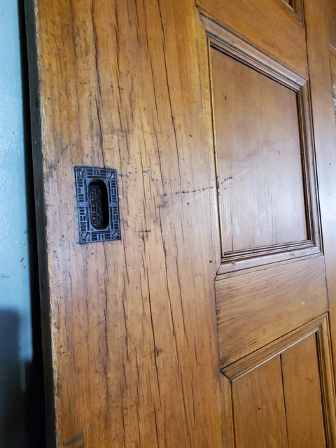 Huge Victorian  Oak Paneled Pocket Door 48 X 110 12