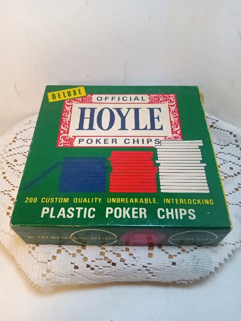 Vintage Hoyle Deluxe Plastic Poker Chips 200 Count Custom Quality. New