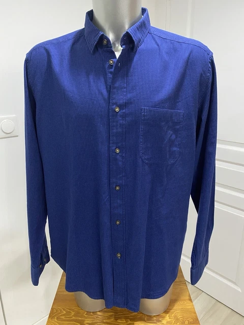 Chemise Hollister Manches Longues Carreaux Bleu Et Blanc Taille M - Occasion Très Bon état, Coton, Col Boutonné