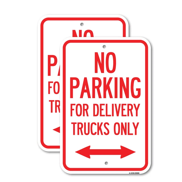 (2 Pack) No Parking Sign No Parking for Delivery Trucks  12" X 18" Aluminum Sign