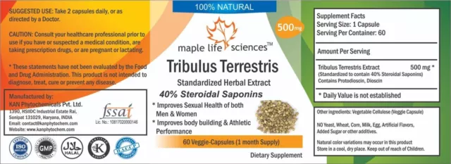 Tribulus Terrestris Extract 40% Saponins Testosterone Booster Boost Libido 2