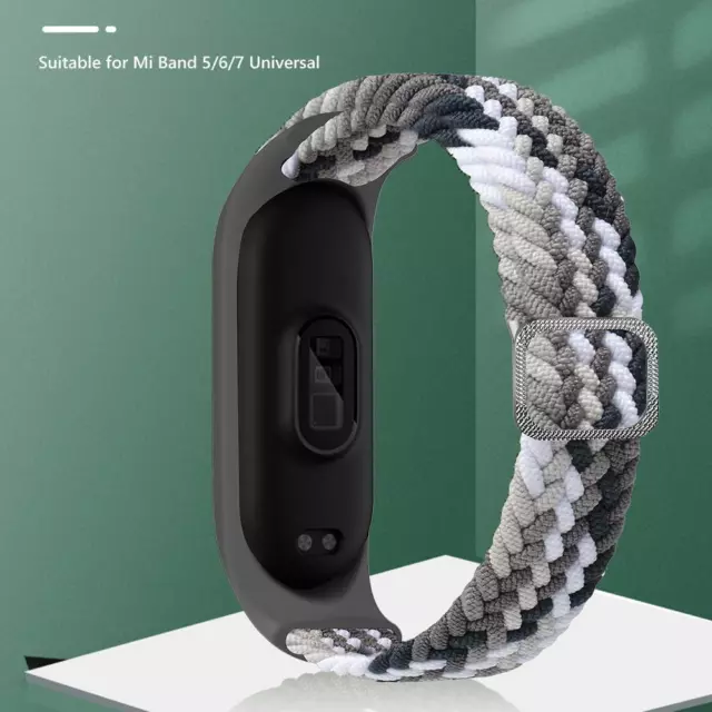 Nylon Strap Smart Bracelet Wristband for Xiaomi Mi Band 7 6 5 (Color Black)