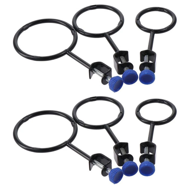2 Sets Plastic, Iron Lab Stand Support Laboratory Clamp Ring  Physics Lab Work