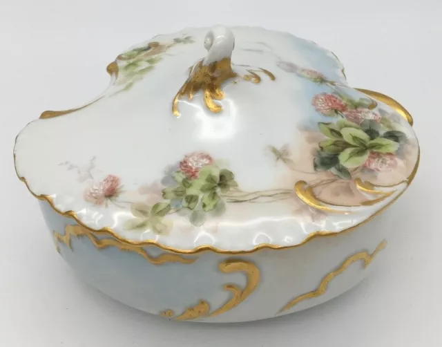 Limoges Hand Painted Covered Vegetable Dish H&co L France mark from Late 1800's