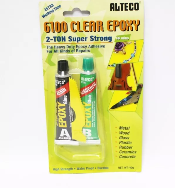 Alteco 6100 - 2 Ton Super Strong A+B Clear Epoxy Adhesive 60 min Most Surfaces