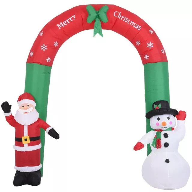 Arco Gonfiabile Natalizio con Babbo Natale e Pupazzo di Neve 250x200cm Esterno