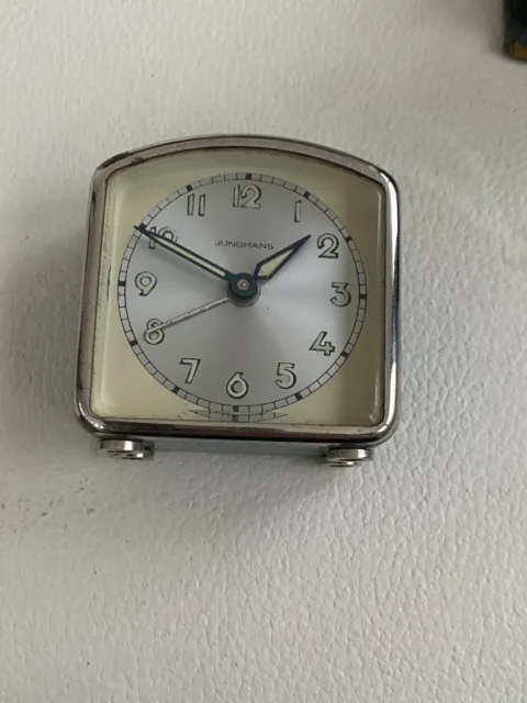 JUNGHANS ancien réveil voyage horloge pendulette vintage alarm travel clock 2