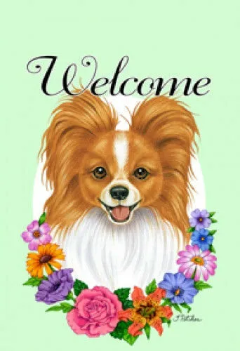 Welcome House Flag - Red and White Papillon 63064