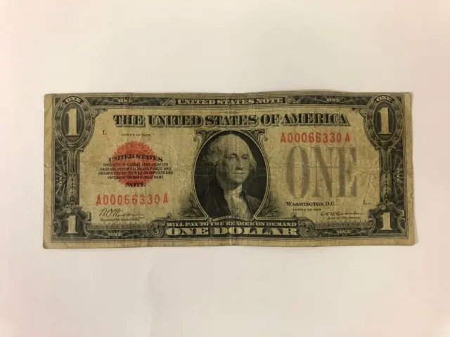 1928 $1 One Dollar Red Seal Legal Tender Us Note Funnyback Highly Collectable