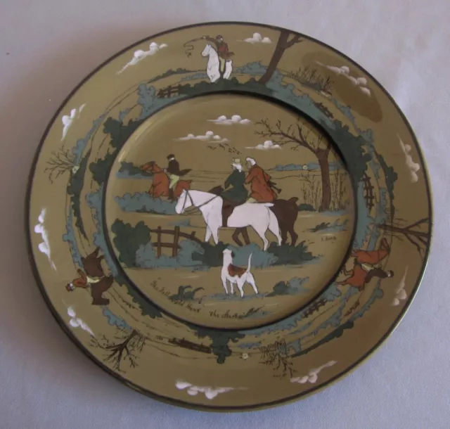 Luncheon Plate Buffalo Pottery Deldare Ware Fallow Field Hunt 9 3/8 Signed