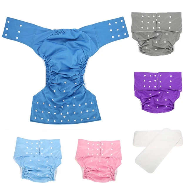 Washable Adult Pocket Nappy Cover Adjustable Reusable Diaper Cloth Dark Blue