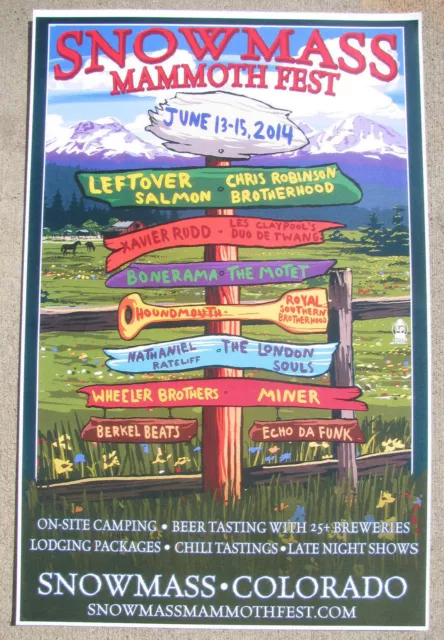 Snowmass MAMMOTH FEST 2014 Colorado Festival Poster Les Claypool, Chris Robinson Snowmass MAMMOTH FEST 2014 Colorado Festival Poster Les Claypool, Chris Robinson