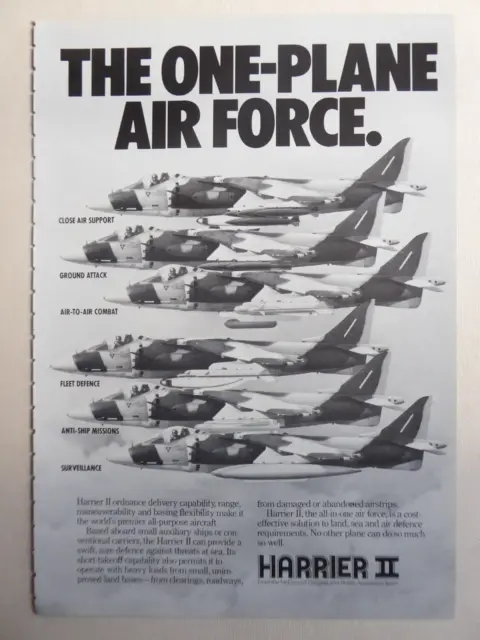 10/1984 Pub Mcdonnell Douglas British Aerospace Av-8B Harrier Ii Original Ad
