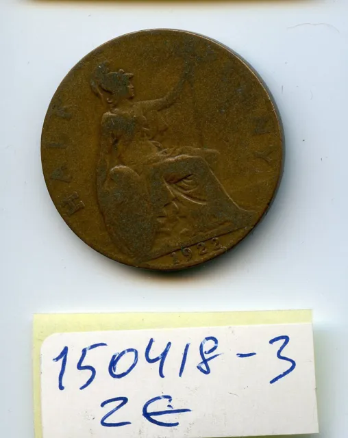 English 1/2 penny 1922 year. 150418-3