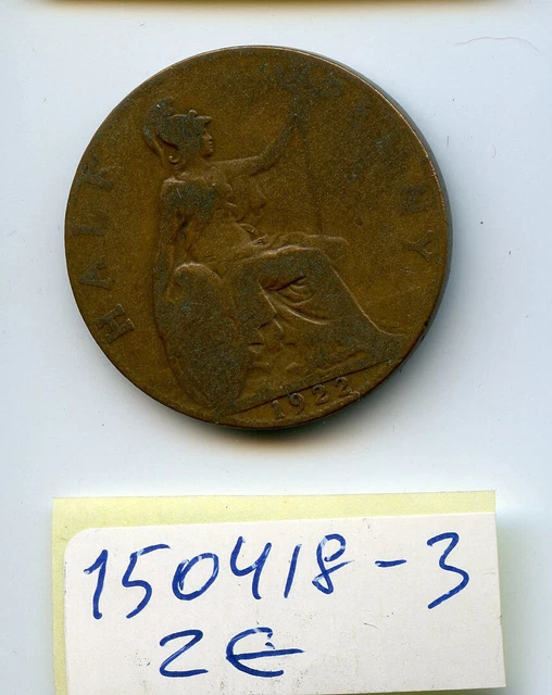 English 1/2 penny 1922 year. 150418-3