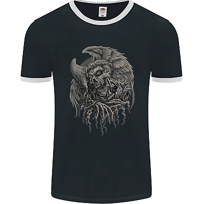 Angel Skull of Death Biker Motorbike Gothic Mens Ringer T-Shirt FotL