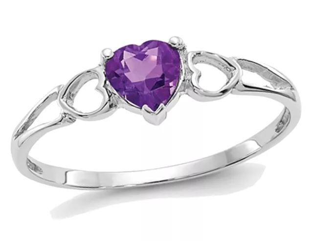 2/5 Carat (ctw) Amethyst Heart Promise Ring in 10K Gold