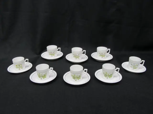 16pc Vintage Furstenberg Porcelain BOTANICAL Flat Demitasse Cup & Saucer Set