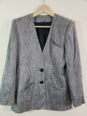 Club 5' 4" Petites Gray Black Fancy Formal Suit Jacket Size 5/6