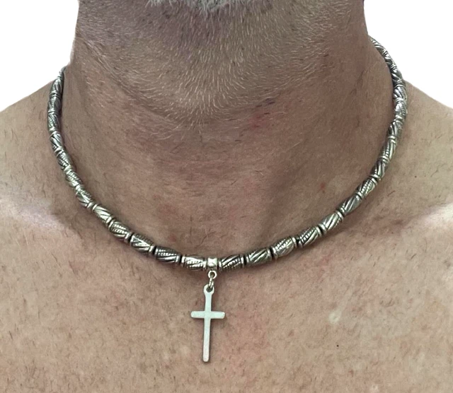 Collana rosario turchese con catena smaltata in acciaio inox