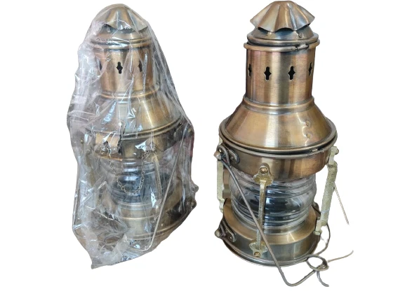 2er Set Messing Nautische Boot Licht Lampe Schiff Öllaterne Maritim Anker Antik