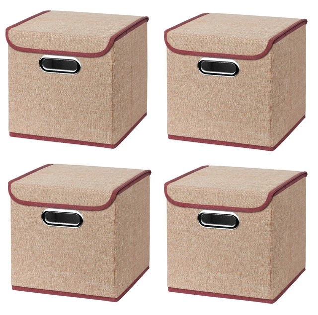 4x Faltbare Aufbewahrungsboxen Hellgrau 25x25x25 Cm – Mit Deckel, Stapelbar, Aus Stoff Für Regal & Ordnung 4x Faltbare Aufbewahrungsboxen Hellgrau 25x25x25 Cm – Mit Deckel, Stapelbar, Aus Stoff Für Regal & Ordnung