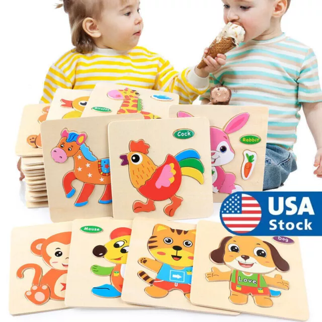 Wooden Jigsaw Puzzle Learning For Toddlers Kids Montessori Early Educational Toy