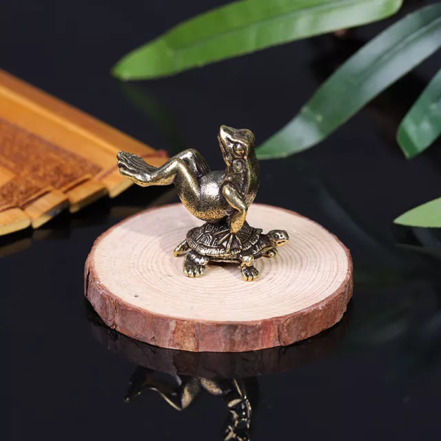 Brass "Turtle & Frog" Figurine Statue Animal Figurines Toys Table Decoration