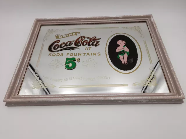 Quadro a Specchio Coca Cola at Soda Fountains con cornice Shabby