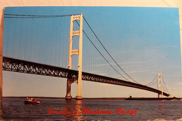 Michigan MI Mackinac Bridge Straits Postcard Old Vintage Card View Standard Post