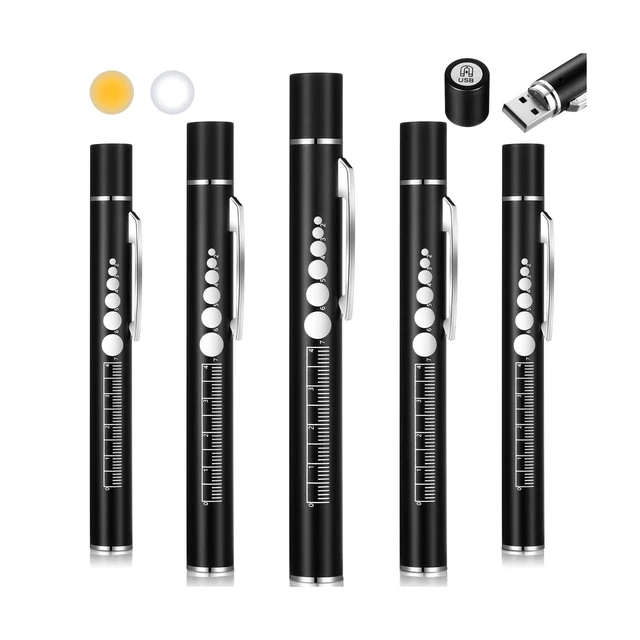 5 Pcs Pen Lights for Nurses LED Medical Penlights with Pupil Gauge and Ruler,...